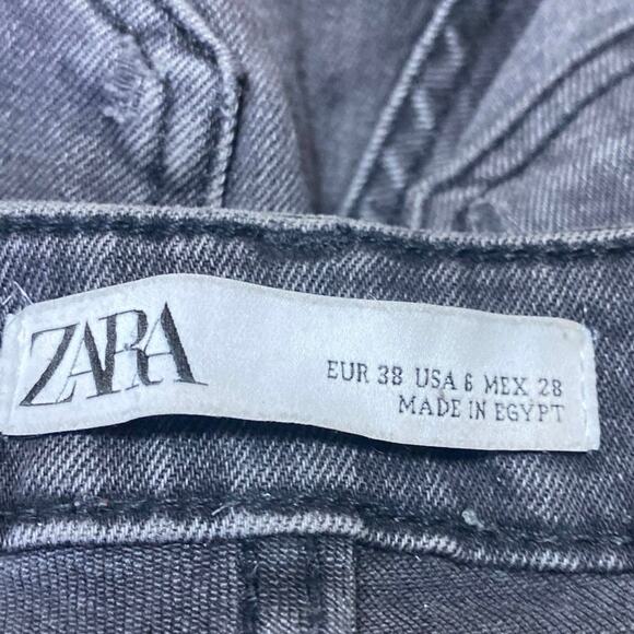 Zara Women's Black Washed High Waisted Raw Hem Skinny Denim Jeans Size 6 - Picture 4 of 5